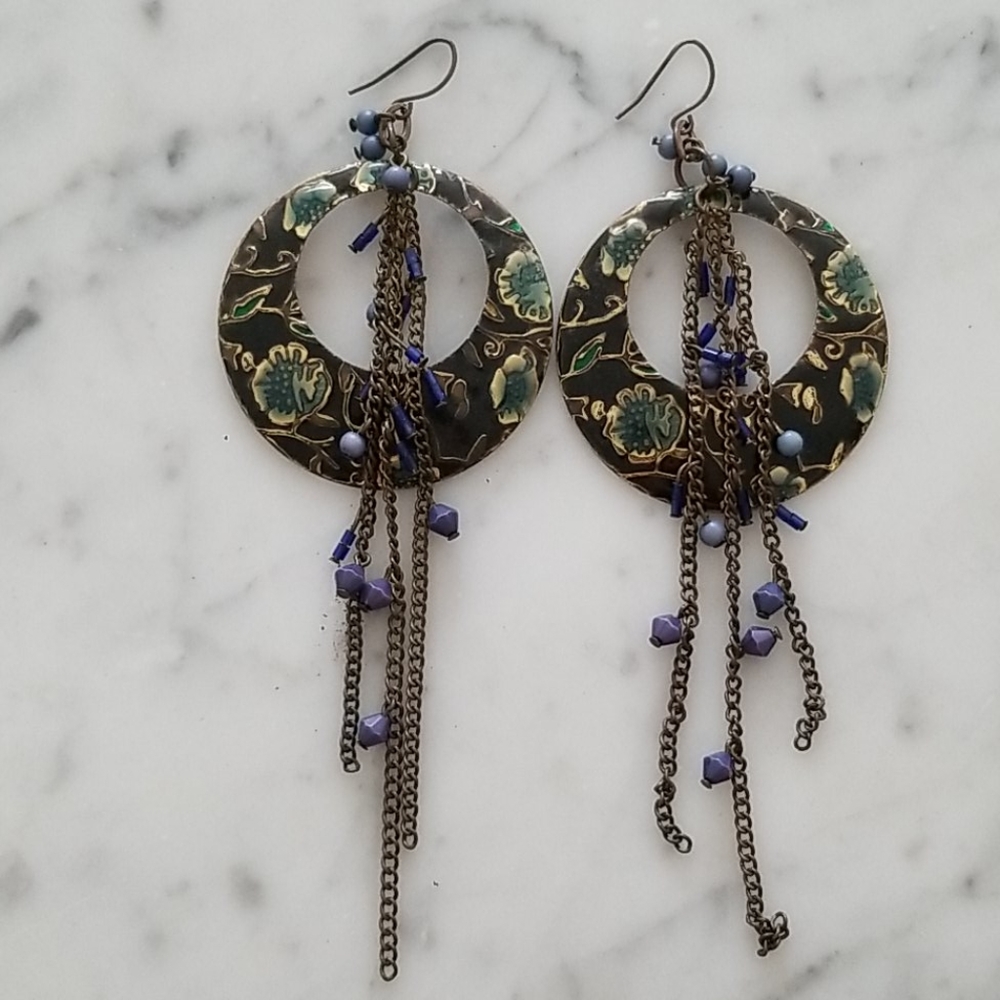 Blue hoop earrings